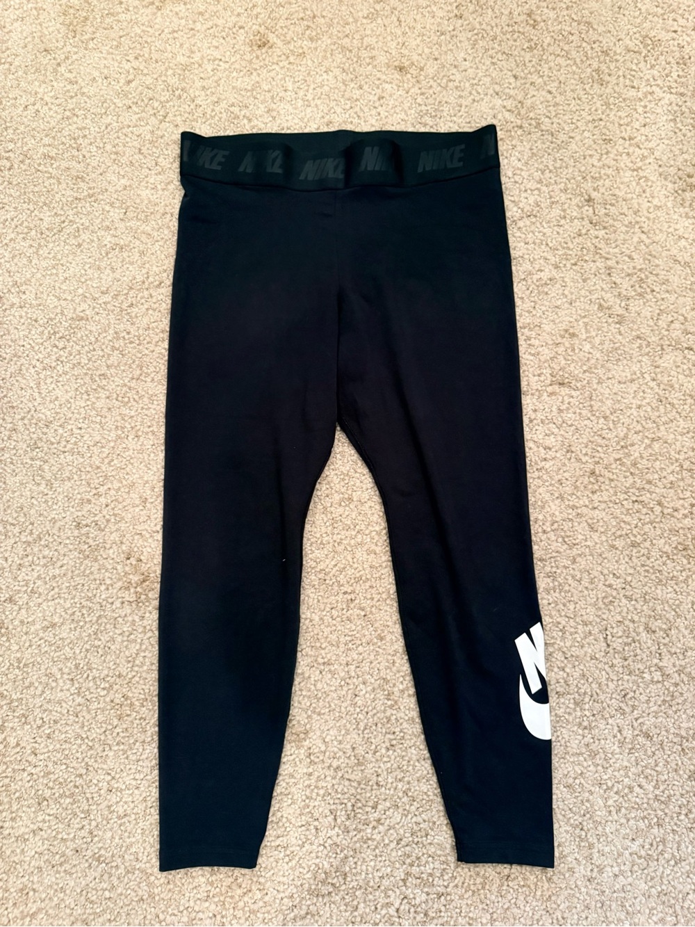 Nike Black womens Leggings with White Swoosh Accent